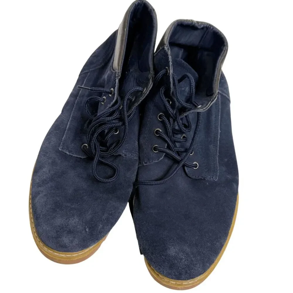 Kato Men's‎ Velvet Lace Up Round Toe Ankle Boots Navy Blue Size 43/10